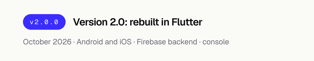 Cryptocurrency Tracker 2.0.0 is a complete rebuild: a Flutter app for Android and iOS, a Firebase backend and an operator console